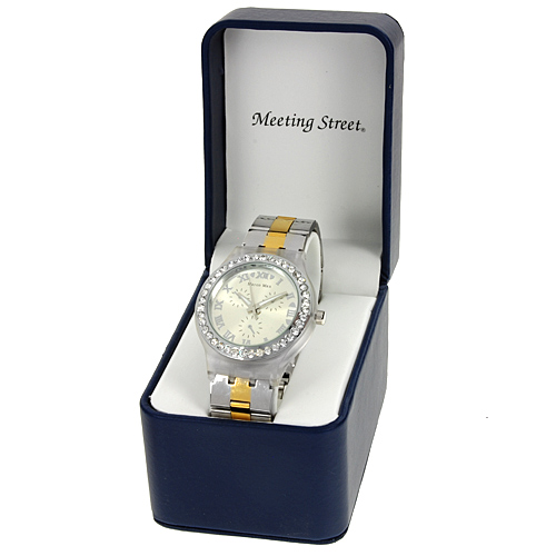 *MARCO MAX*GENUINE CRYSTAL MENZ 2-TONE DRESS WATCH